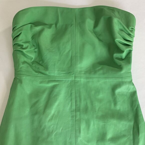 Lovers and Friends Valletta Leather Dress Women S Green Mini Lambswool Party Fun - Picture 6 of 14